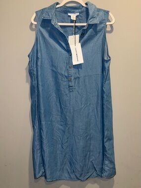 Lucky Brand Chambray Sleeveless Button Tunic in Light Blue